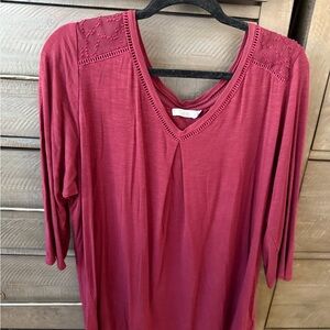 Dalia Deep Red Blouse with Shoulder Accents
